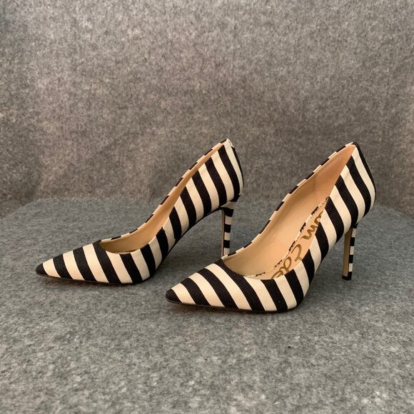 Sam Edelman Hazel Women’s Black and Off White Stripes Pointed Closed Toe Shoes - Picture 5 of 13